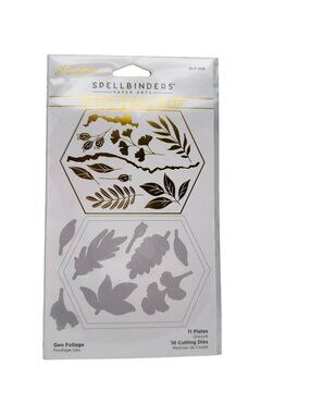 Spellbinders Geo Foliage Glimmer 11 Hot Foil Plate 10 Die Cut Set Cardmaking NEW